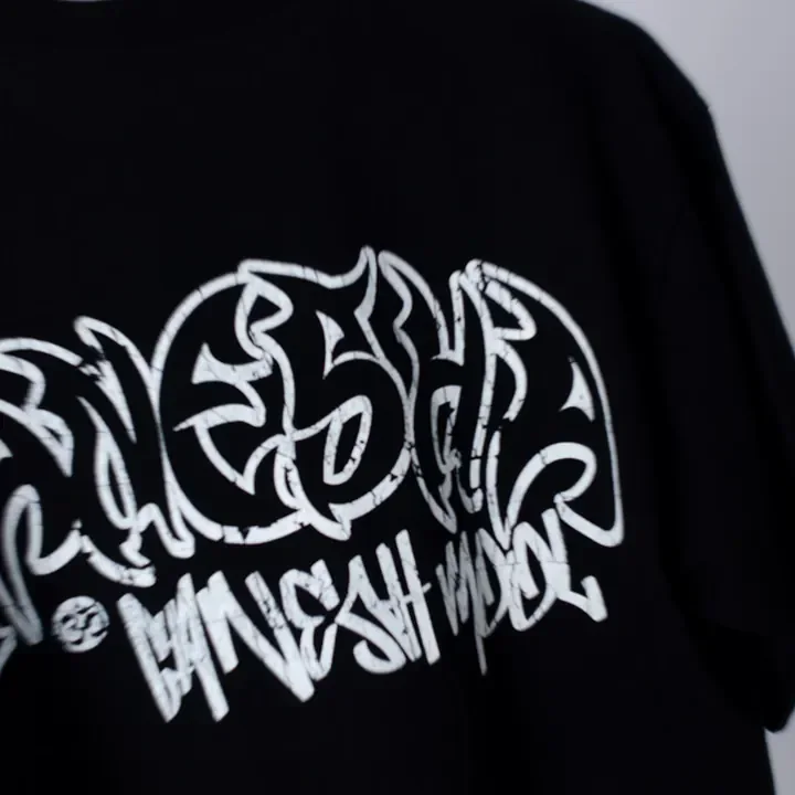 ตัวอย่างรายละเอียดงานสกรีน DTG บนเสื้อสีดำจาก Cottonique DTG