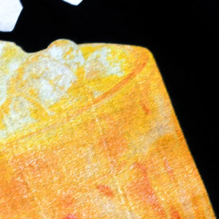 ตัวอย่างรายละเอียดงานสกรีน DTG บนเสื้อสีดำจาก Cottonique DTG