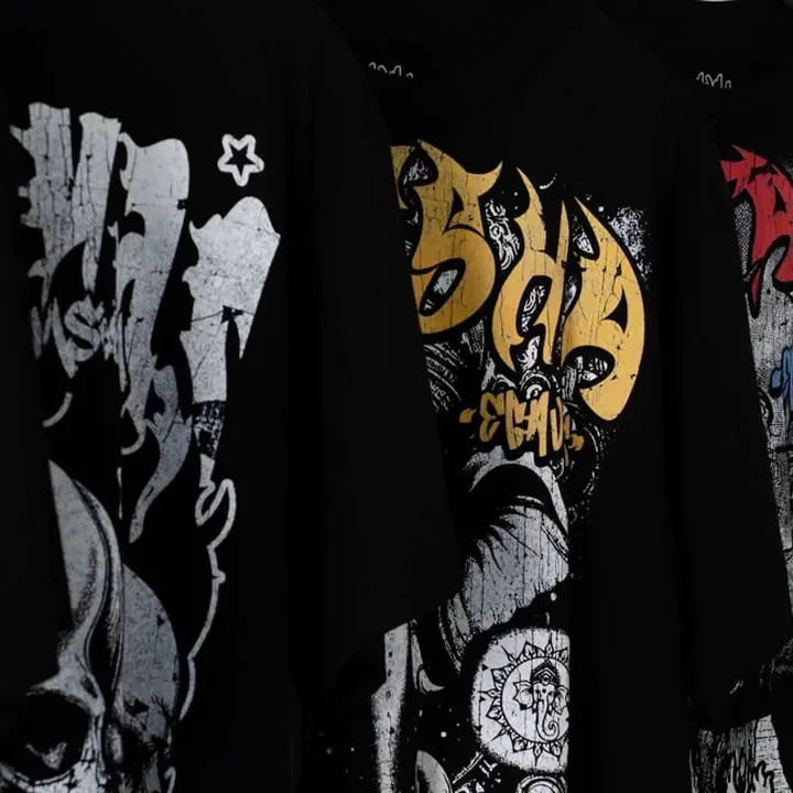 ตัวอย่างรายละเอียดงานสกรีน DTG บนเสื้อสีดำจาก Cottonique DTG